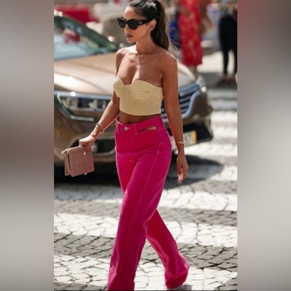 Zara Pink Full Length Cut Out Jeans - Picture 3 of 4